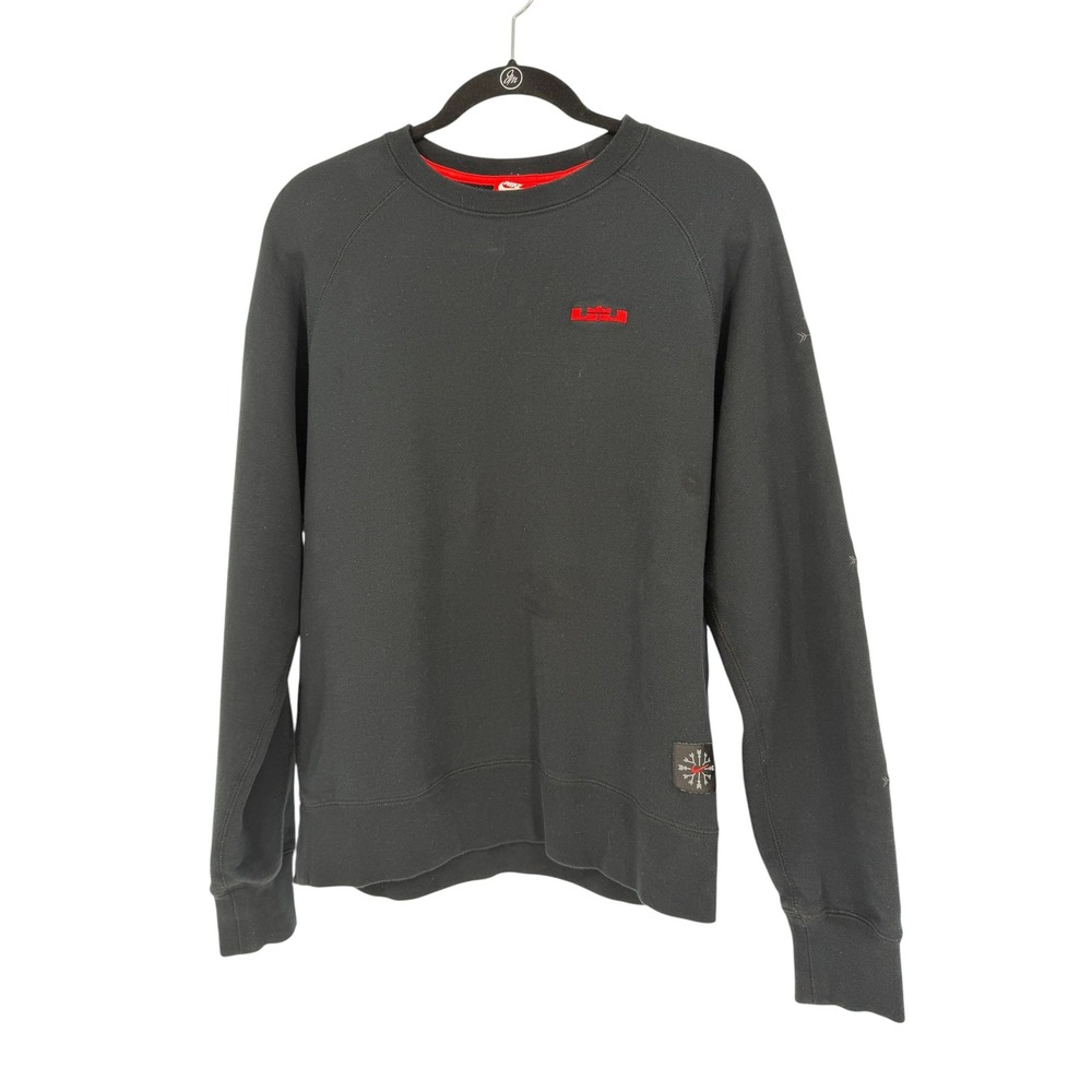 Nike LeBron James Lion Snowflake Embroidered Crewneck Sweatshirt Black Mens M